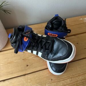 Adidas Postmove Mid-Top Kid's Sneaker Size 6 Black Blue Hook And Loop